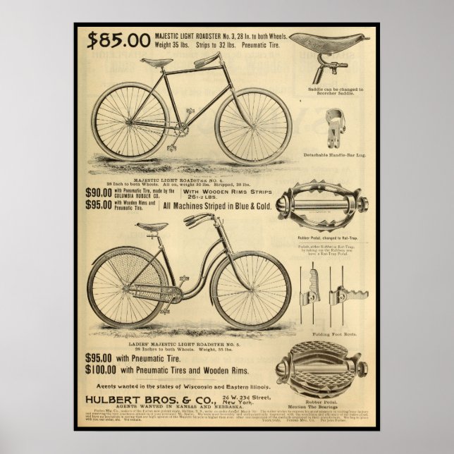 1894 Majestic Light Roadster Bicycle Ad Art Poster (Front)