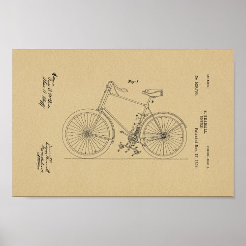 1894 Vintage Bicycle Patent Art Print