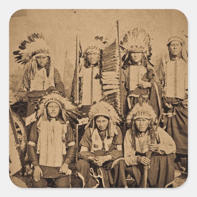 1895 Buffalo Bill Wild West Show Sioux Chiefs Square Sticker (Front)