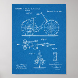 1895 Chainless Bicycle Design Patent Art Print