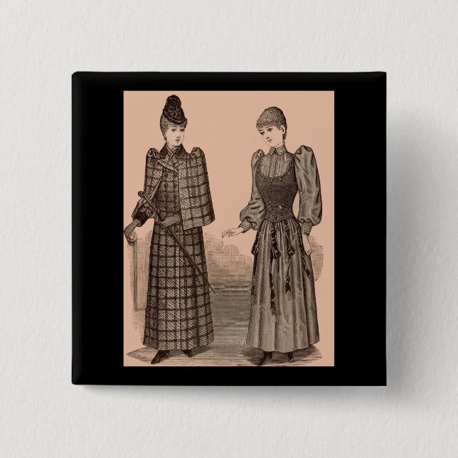 1895 Delineator print ladies coat and dress Button (Front)
