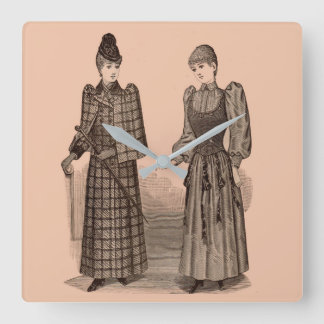 1895 Delineator print ladies coat and dress Square Wall Clock