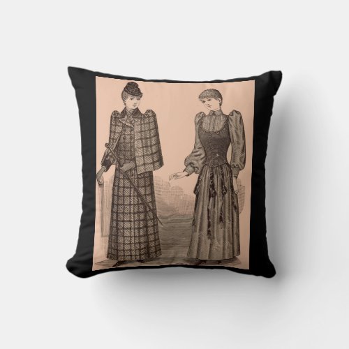 1895 Delineator print ladies coat and dress Throw Pillow