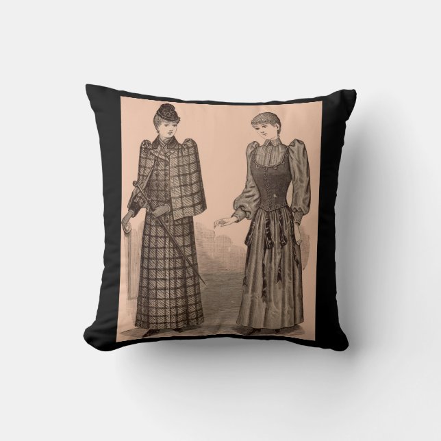 1895 Delineator print ladies coat and dress Throw Pillow (Front)