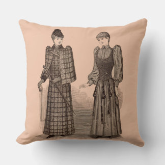 1895 Delineator print ladies coat and dress Throw Pillow