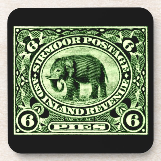 1895 Indian Princely States Elephant Beverage Coaster (Front)