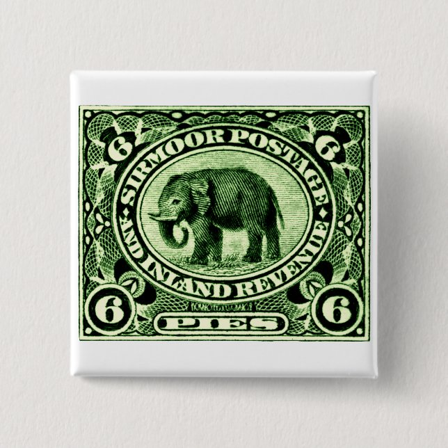 1895 Indian Princely States Elephant Pinback Button (Front)