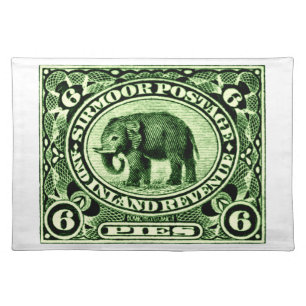 1895 Indian Princely States Elephant Placemat