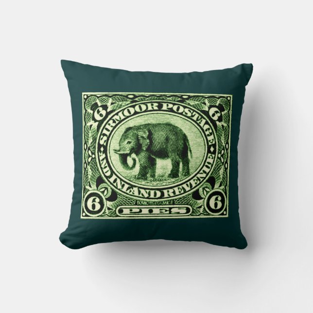 1895 Indian Princely States Elephant Throw Pillow (Front)