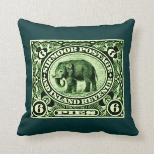 1895 Indian Princely States Elephant Throw Pillow