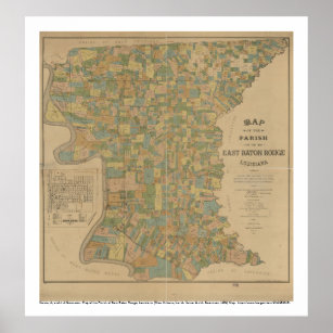 1895 Map of the Parish of East Baton Rouge, La Poster