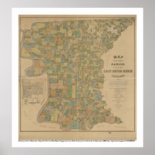 1895 Map of the Parish of East Baton Rouge La Poster