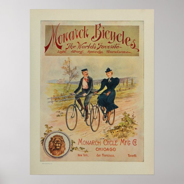 1895 Monarch Bicycles Ad Art Print (Front)
