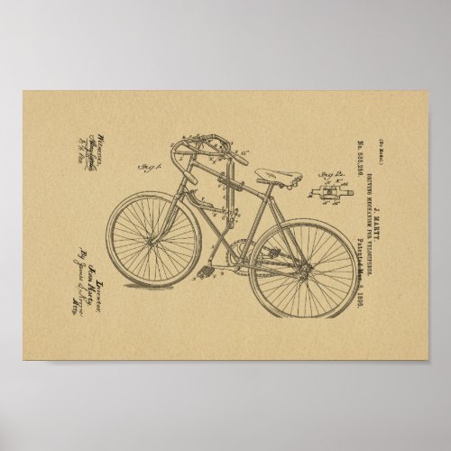 1895 Vintage Bicycle Patent Art Print