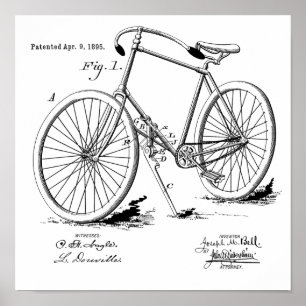 1895 Vintage Bicycle Patent Art Print Customize