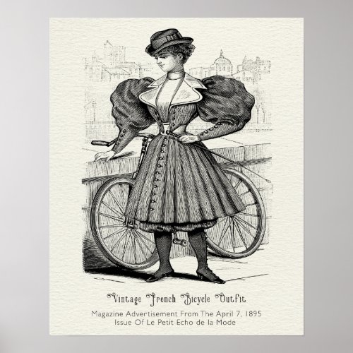1895 Vintage French Bicycle Outfit Poster
