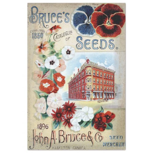 1896 BRUCES SEEDS CATALOGUE IN PATRIOTIC COLORS TISSUE PAPER