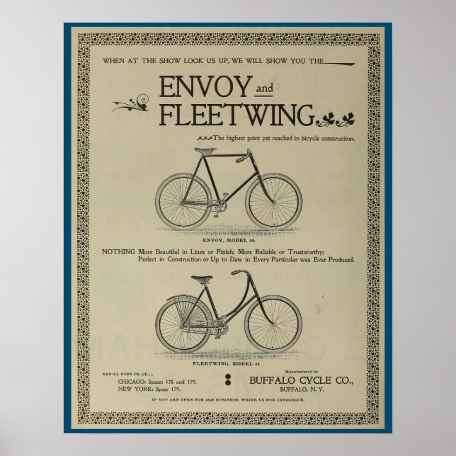 1896 Envoy Fleetwing Bicycles Ad Art Poster (Front)