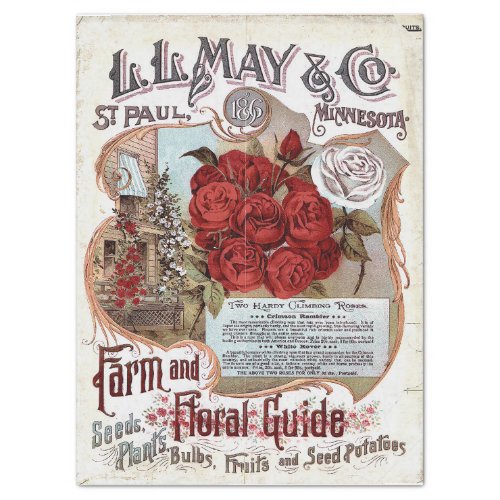 1896 FARM AND FLORAL GUIDE BY LL MAY TISSUE PAPER