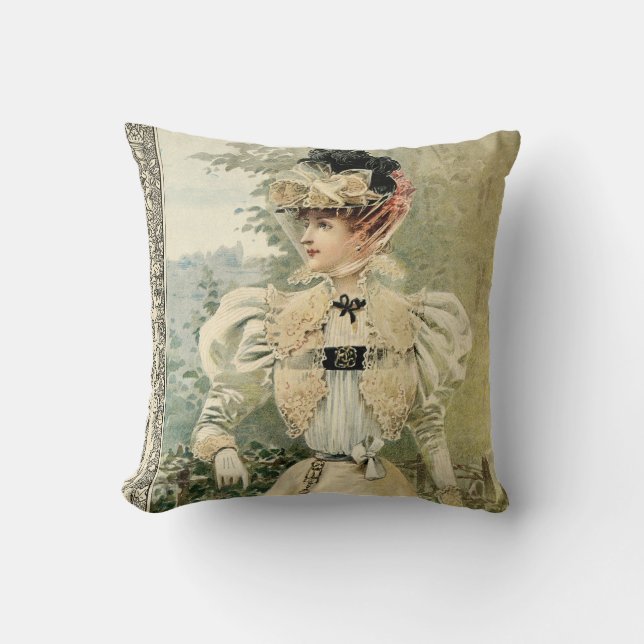1896 La Nouvelle Mode Throw Pillow (Front)