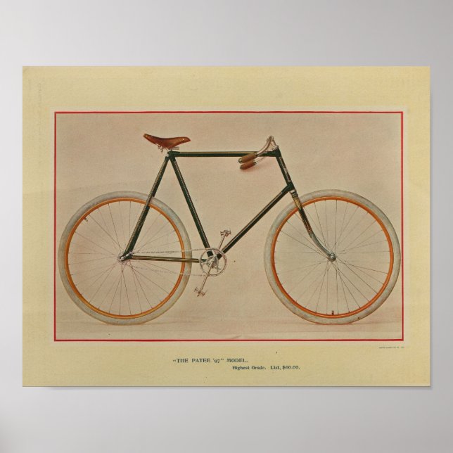 1896 Patee Bicycle Color Ad Art Print (Front)
