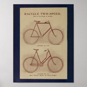 1896 Racycle 2 Speed Bicycle Ad Art Print
