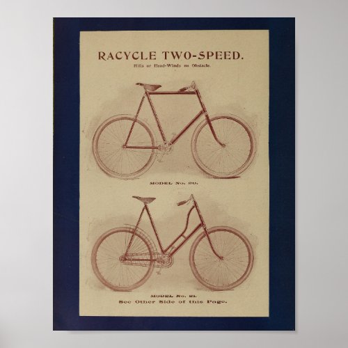1896 Racycle 2 Speed Bicycle Ad Art Print