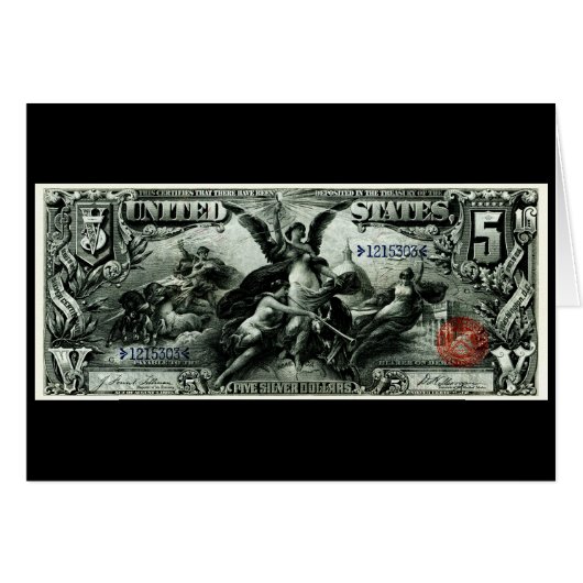 1896 US Five Dollar silver Certificate Cards (Front Horizontal)