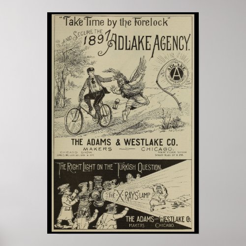 1896 Vintage Bicycle Magazine Ad Art Poster