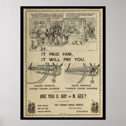 1896 Vintage Bicycle Magazine Ad Art Poster