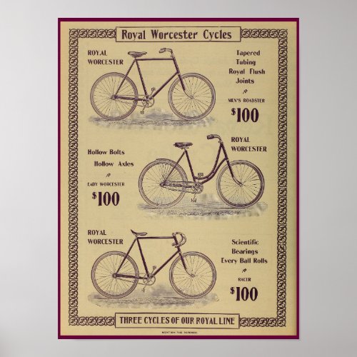 1896 Vintage Bicycle Magazine Ad Art Poster