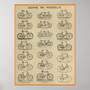 1896 Vintage Bicycle Models Ad Art Poster