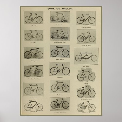 1896 Vintage Bicycle Models Ad Art Poster
