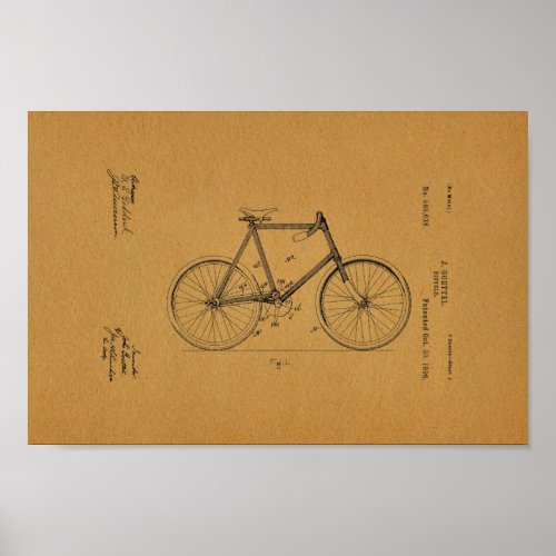 1896 Vintage Bicycle Patent Art Print