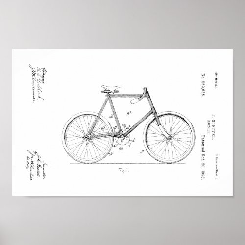 1896 Vintage Bicycle Patent Art Print