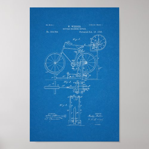1896 Vintage Bicycle Patent Print Blueprint
