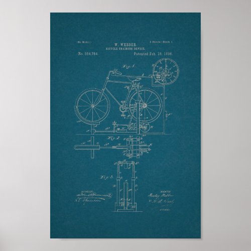 1896 Vintage Bicycle Patent Print Blueprint