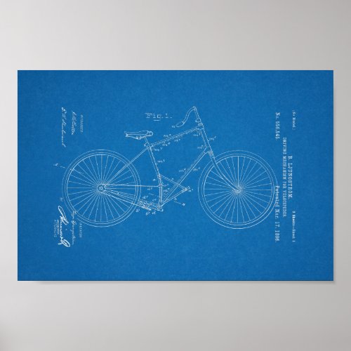 1896 Vintage Bicycle Patent Print Blueprint