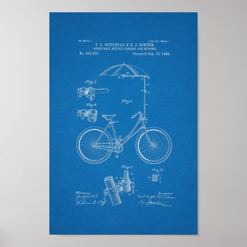 1896 Vintage Bicycle Patent Print Blueprint