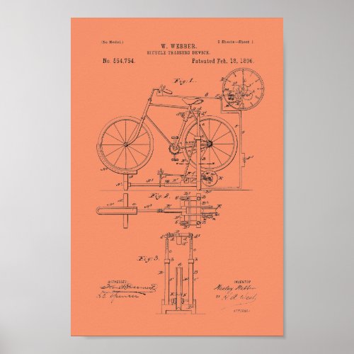 1896 Vintage Bicycle Patent Print Customize