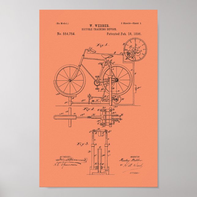 1896 Vintage Bicycle Patent Print Customize (Front)