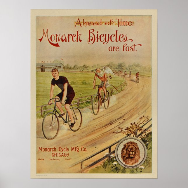 1896 Vintage Monarch Bicycles Ad Art Poster (Front)