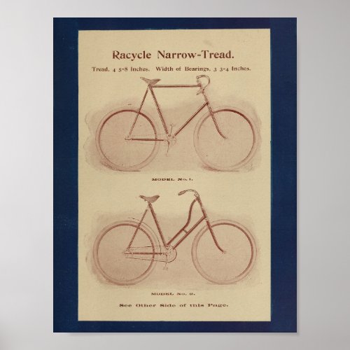 1896 Vintage Racycle Bicycle Ad Art Print