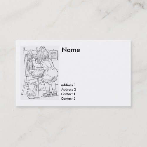 1897- baby washing own hair in pan business card template
