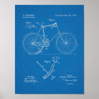 1897 Bicycle Brake Patent Art Drawing Print by AcupunctureProducts at Zazzle