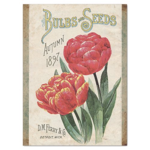 1897 BULBS AND SEEDS AUTUMN GARDEN CATALOG TISSUE PAPER