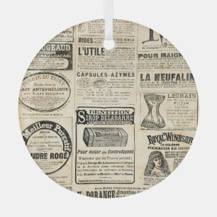 1897 French Newspaper Advertisement Glass Ornament