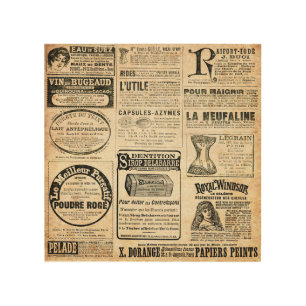 1897 French Newspaper Advertisement Wood Wall Art