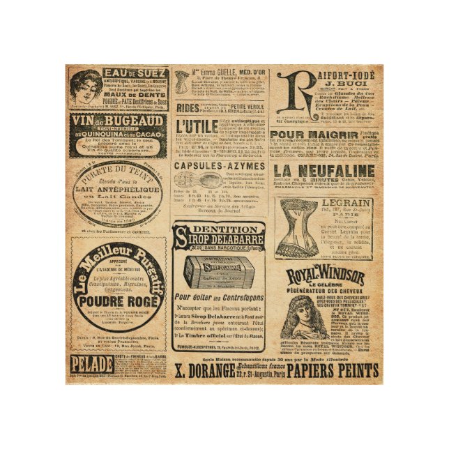 1897 French Newspaper Advertisement Wood Wall Art (Front)