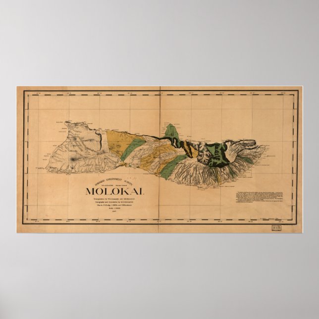1897 Map of Molokai - Hawaiian Island Poster (Front)